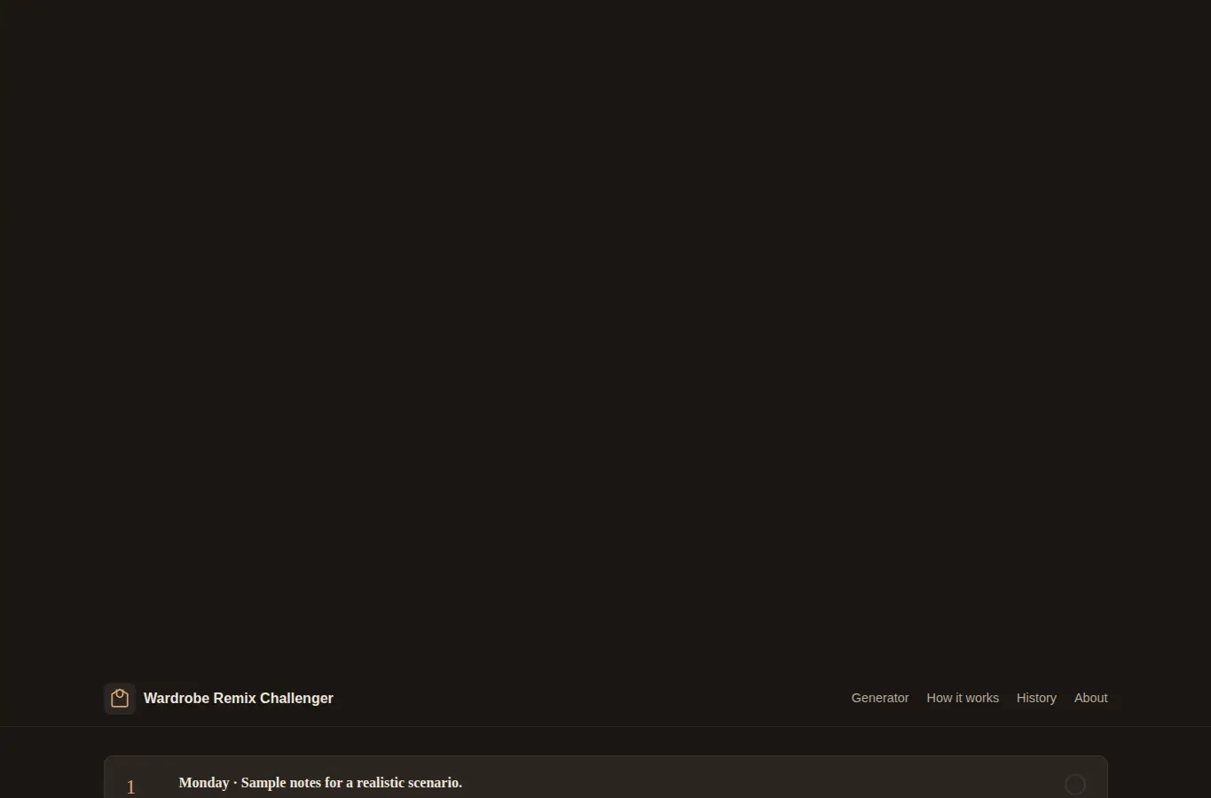 Screenshot of Wardrobe Remix Challenger interface showing the project page in use